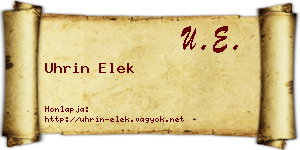 Uhrin Elek névjegykártya